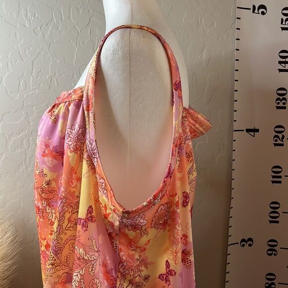 Cw Classics pink & orange bra top sleeveless square neck silky fabric plus size - Picture 5 of 12